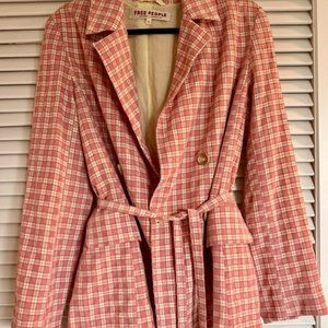 Free People Pink Olivia Gingham Blazer